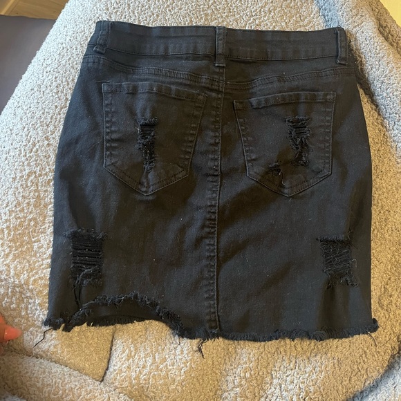 Black Ripped Mini Jean Skirt - Picture 2 of 3